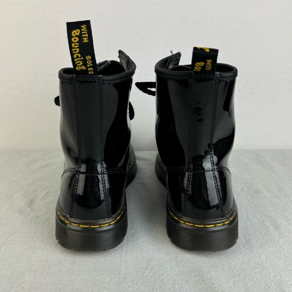 Dr. Martens Zavala Combat Boot Patent Leather Shiny Black Size Ladies 7 Men 6 - Picture 4 of 7